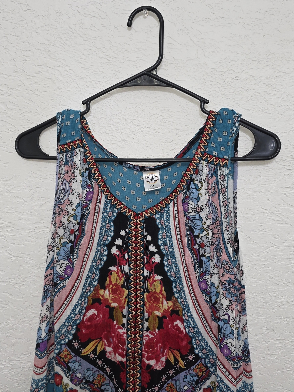Bila Teal Floral Print Sleeveless Tank - Picture 2 of 3